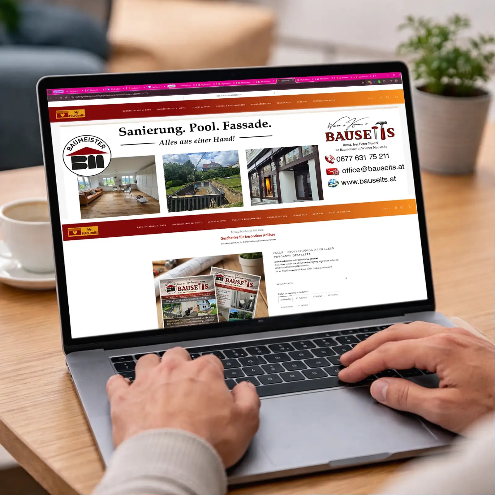 online werbeanzeige bauseits auf laptop dargestellt