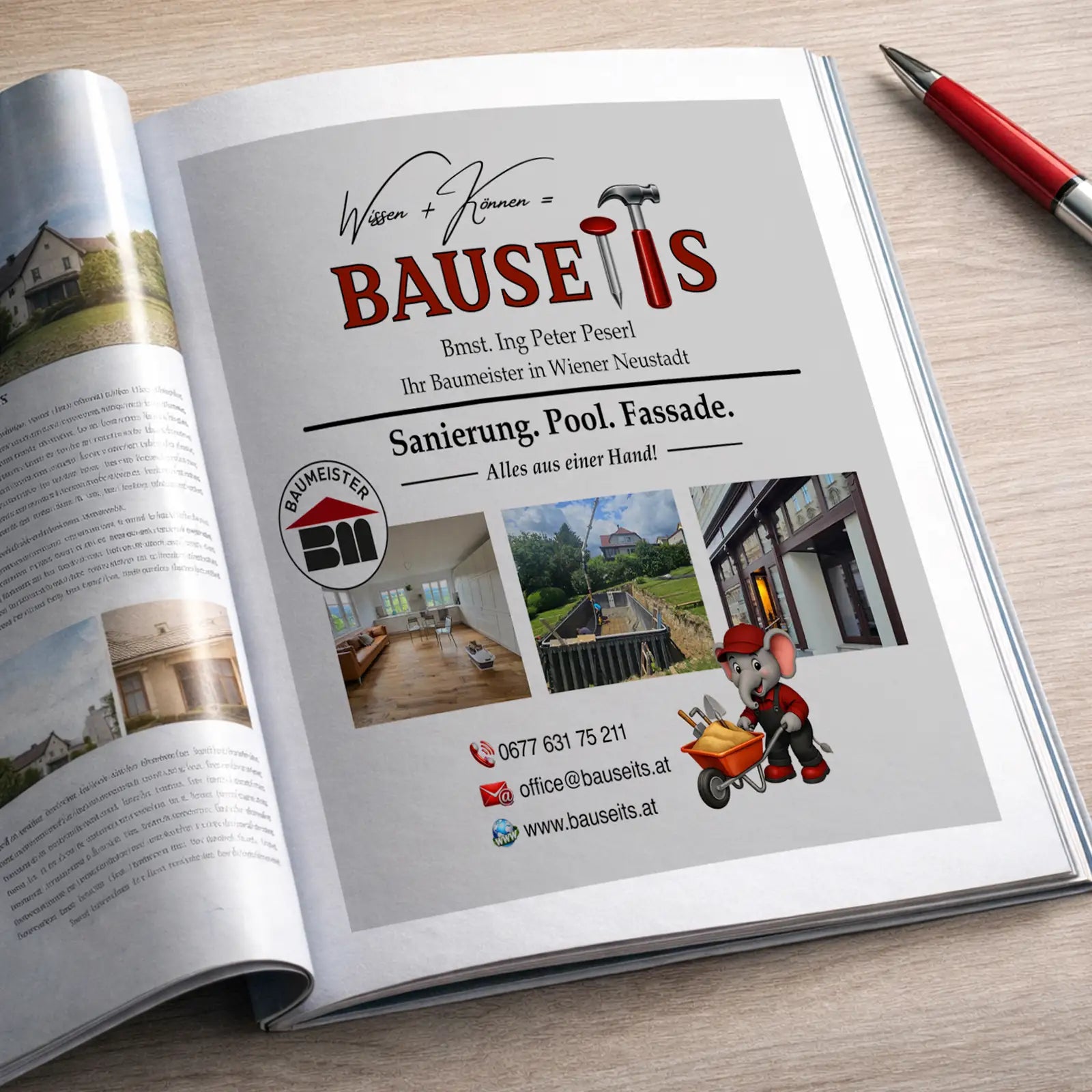 werbeanzeige bauseits sanierung pool fassade beispiel