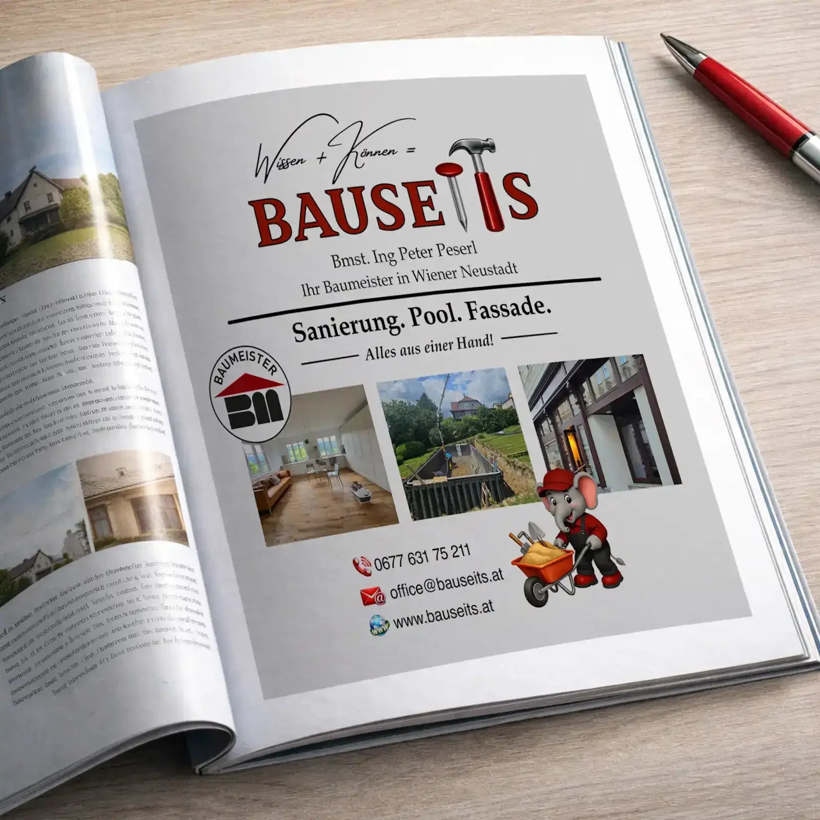 werbeanzeige bauseits sanierung pool fassade beispiel
