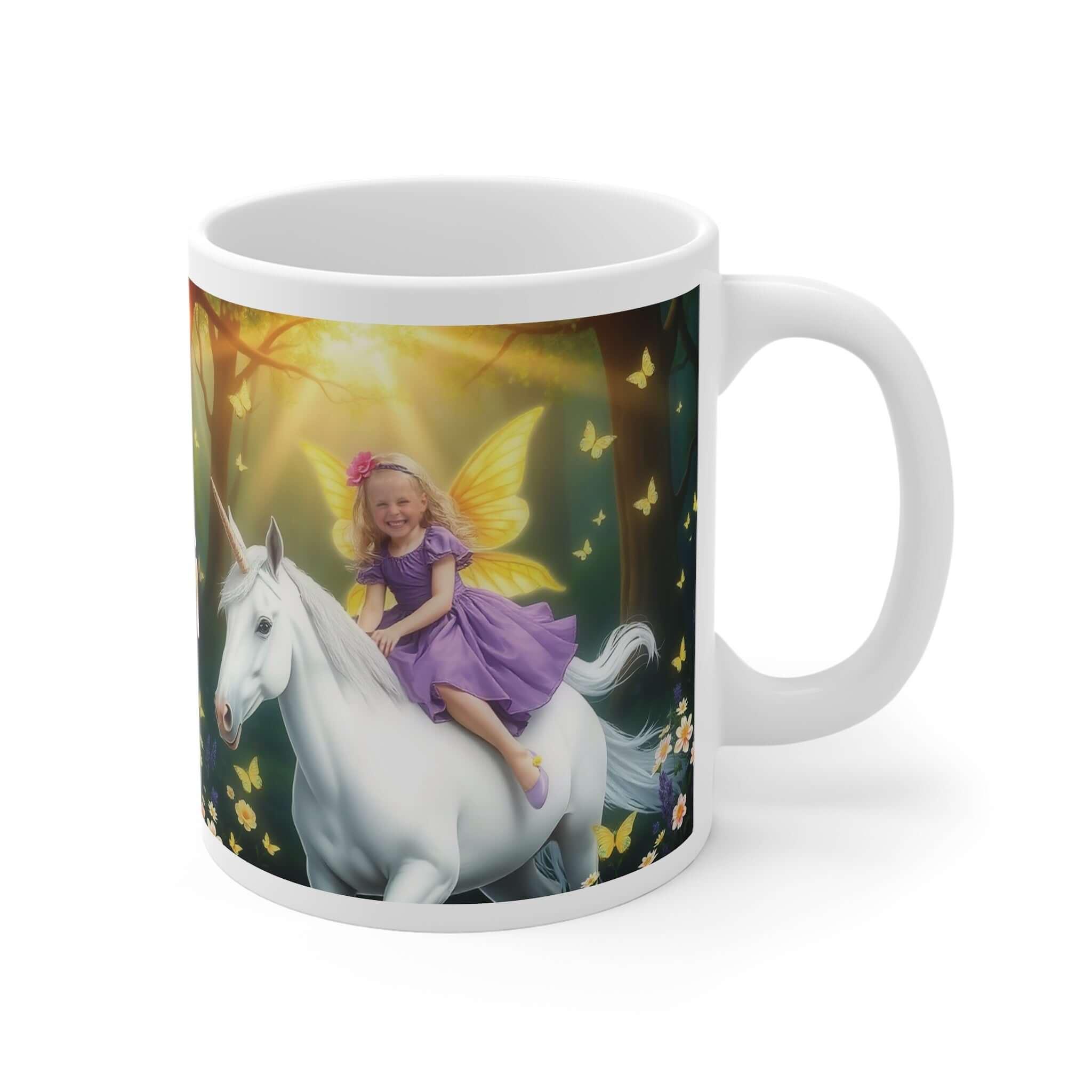 Personalisierte Tasse mit Einhorn und Elfe lässt Kinderträume wahr werden