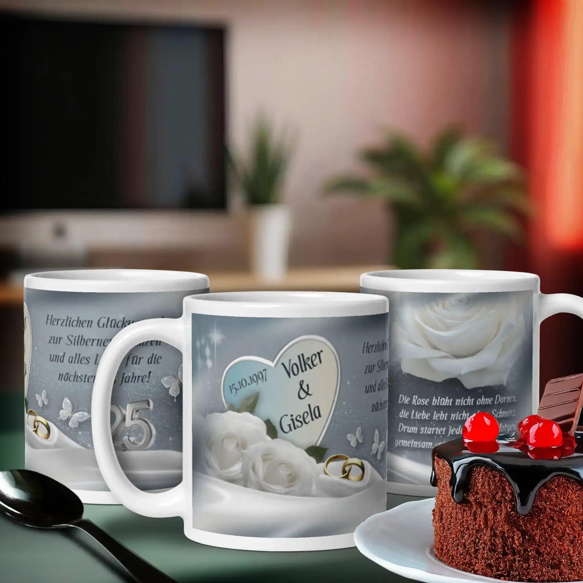 Motivtasse zur Silberhochzeit – liebevolles Geschenk für Ehepaare