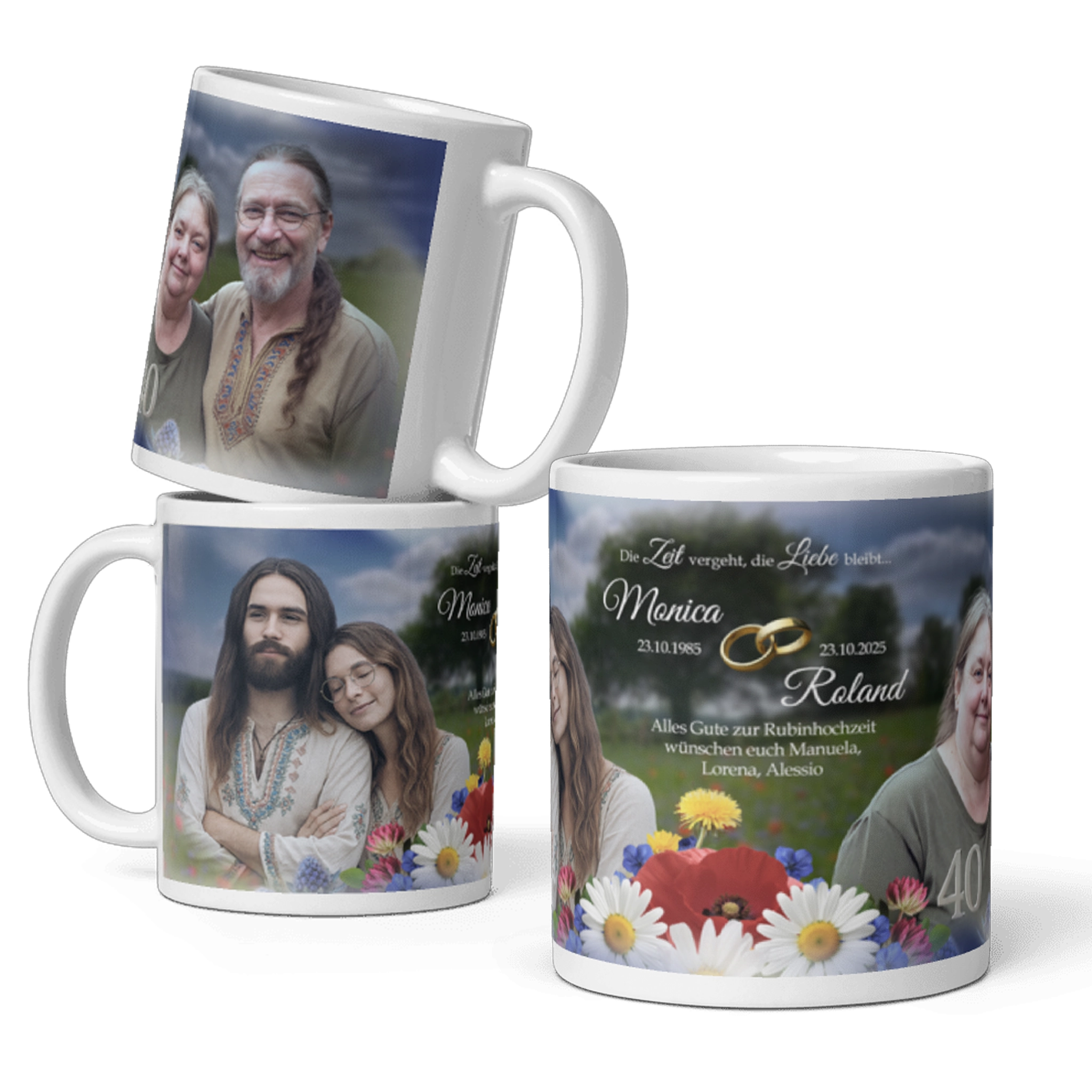Geschenkidee zum 40. Hochzeitstag – individuelle Tasse mit Bildern