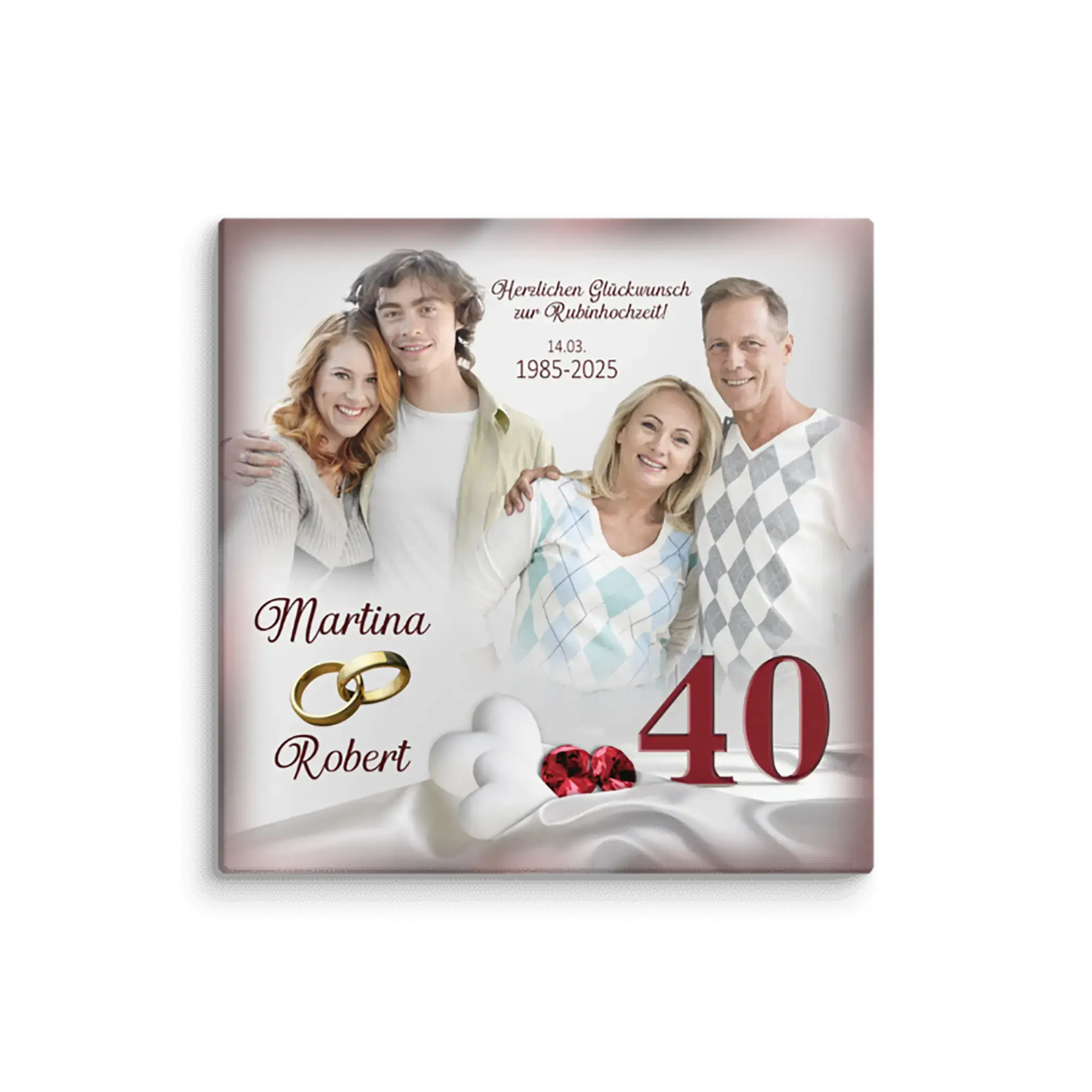 Personalisiertes Leinwandbild zum 40. Hochzeitstag mit Fotos