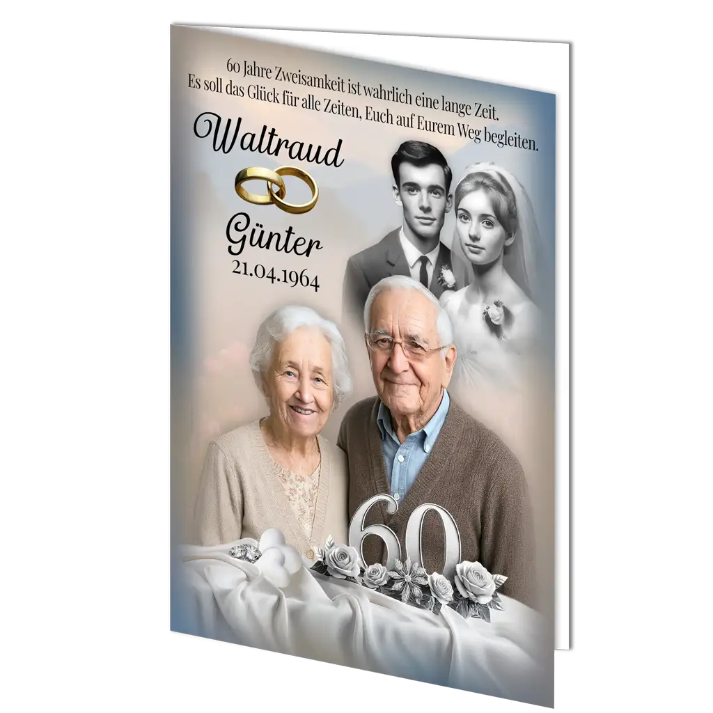 Jubiläumskarte 60 Jahre Ehe mit individueller Widmung