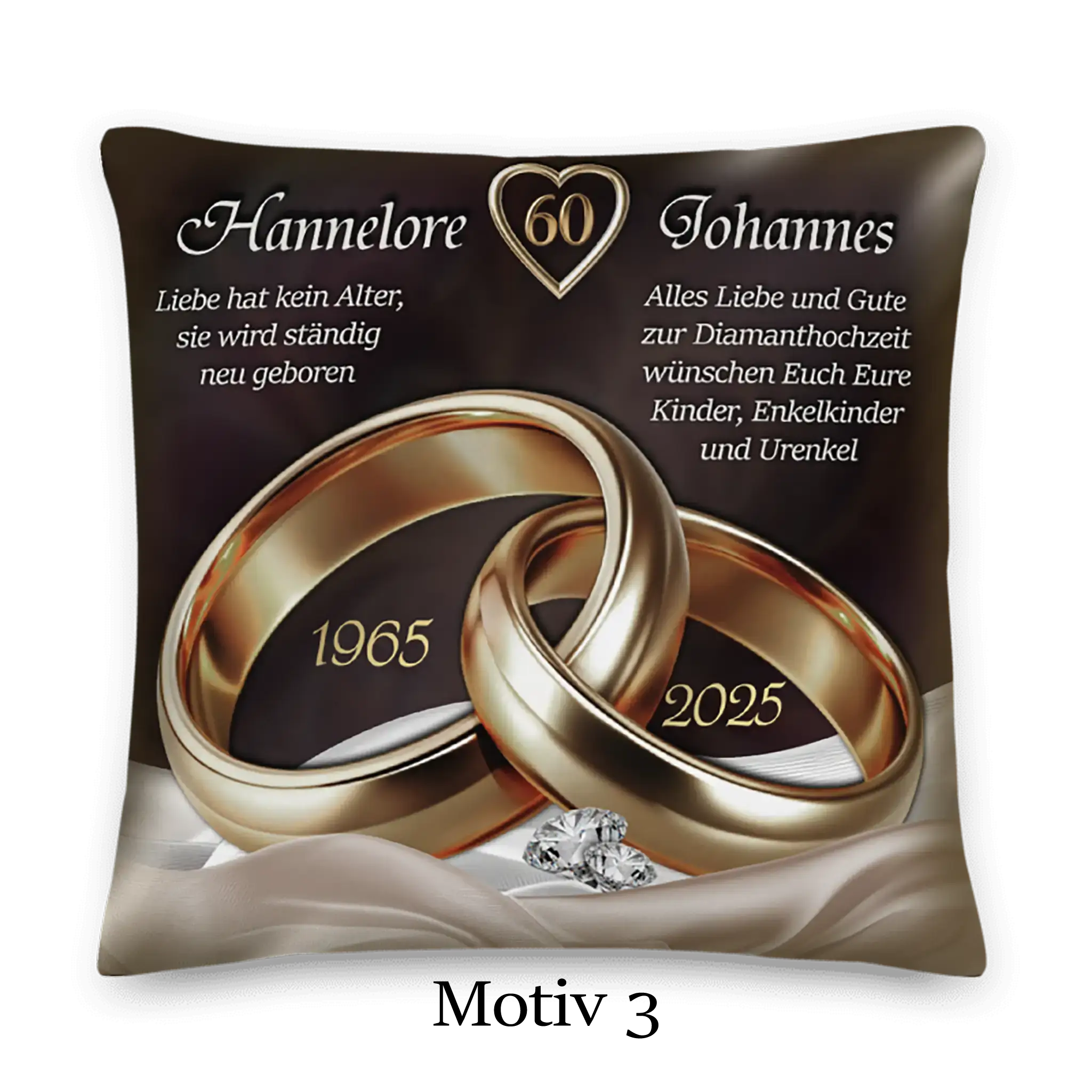 Personalisierbares Kissen zum Ehejubiläum Diamanthochzeit

