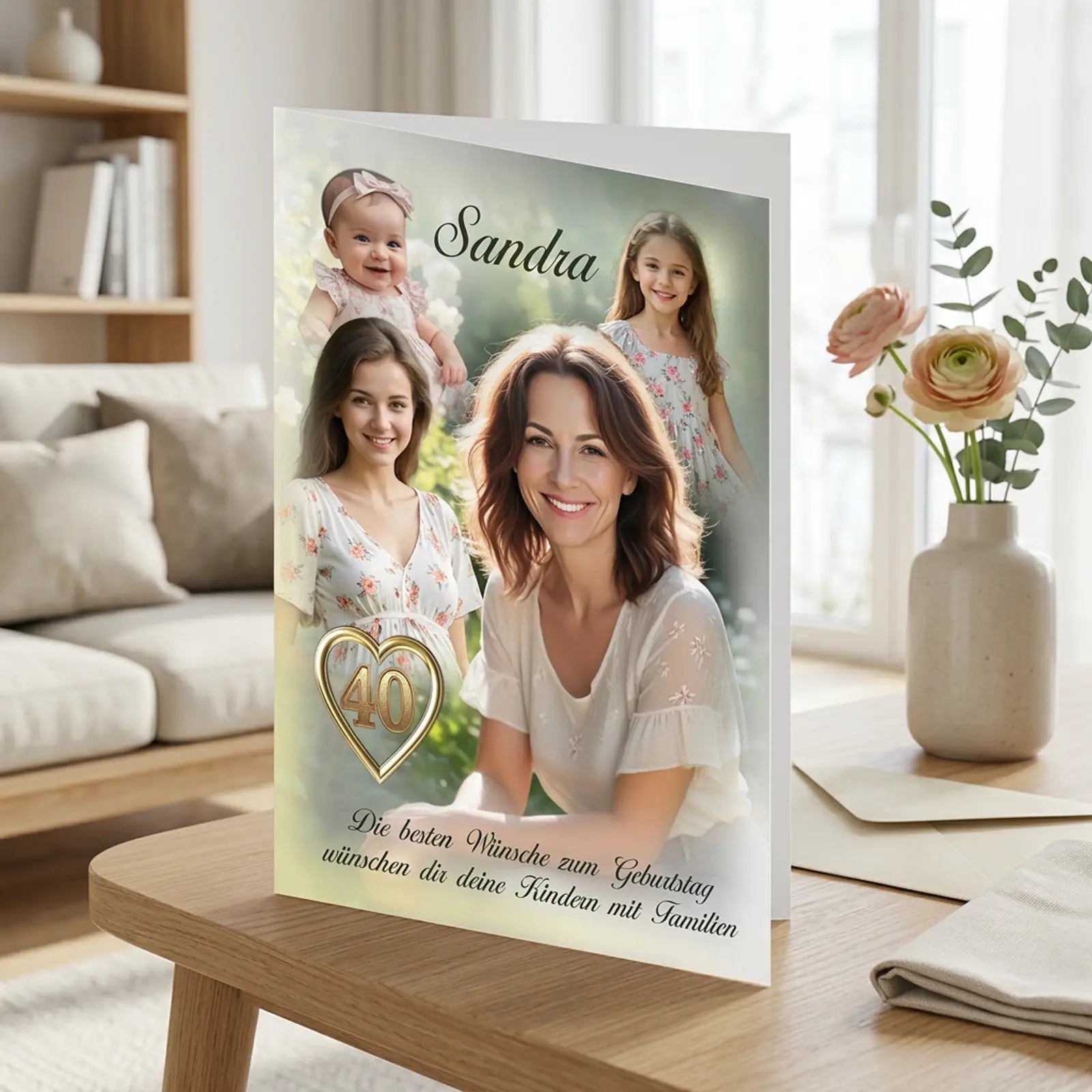 besondere Klappkarte zum Geburtstag, hochwertig personalisiert mit Foto, Name und persönlichem Text