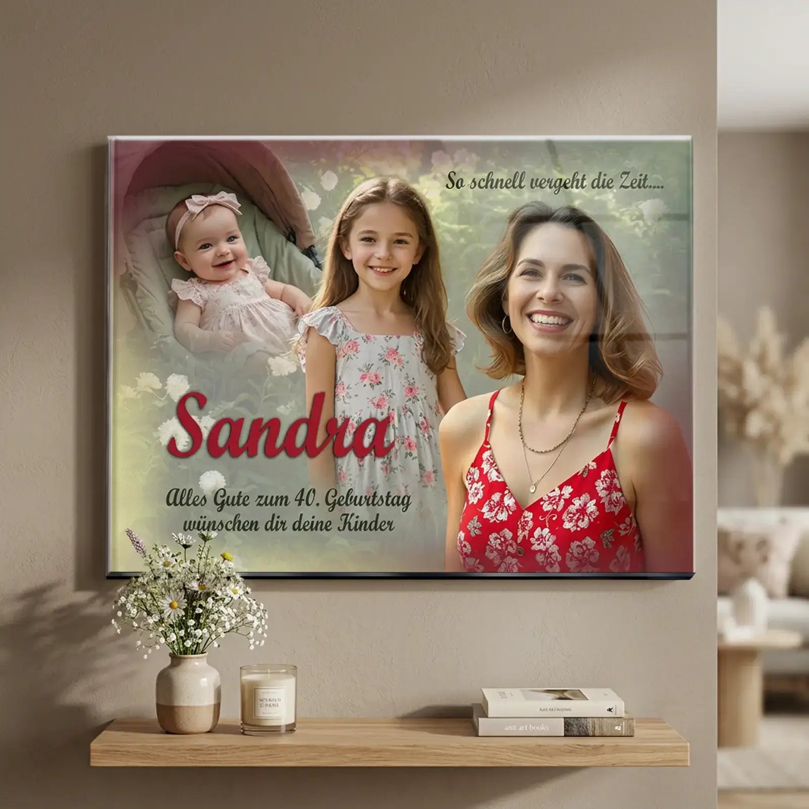 edles Acrylglasbild als personalisiertes Geschenk mit Foto und Name für zum Geburtstag