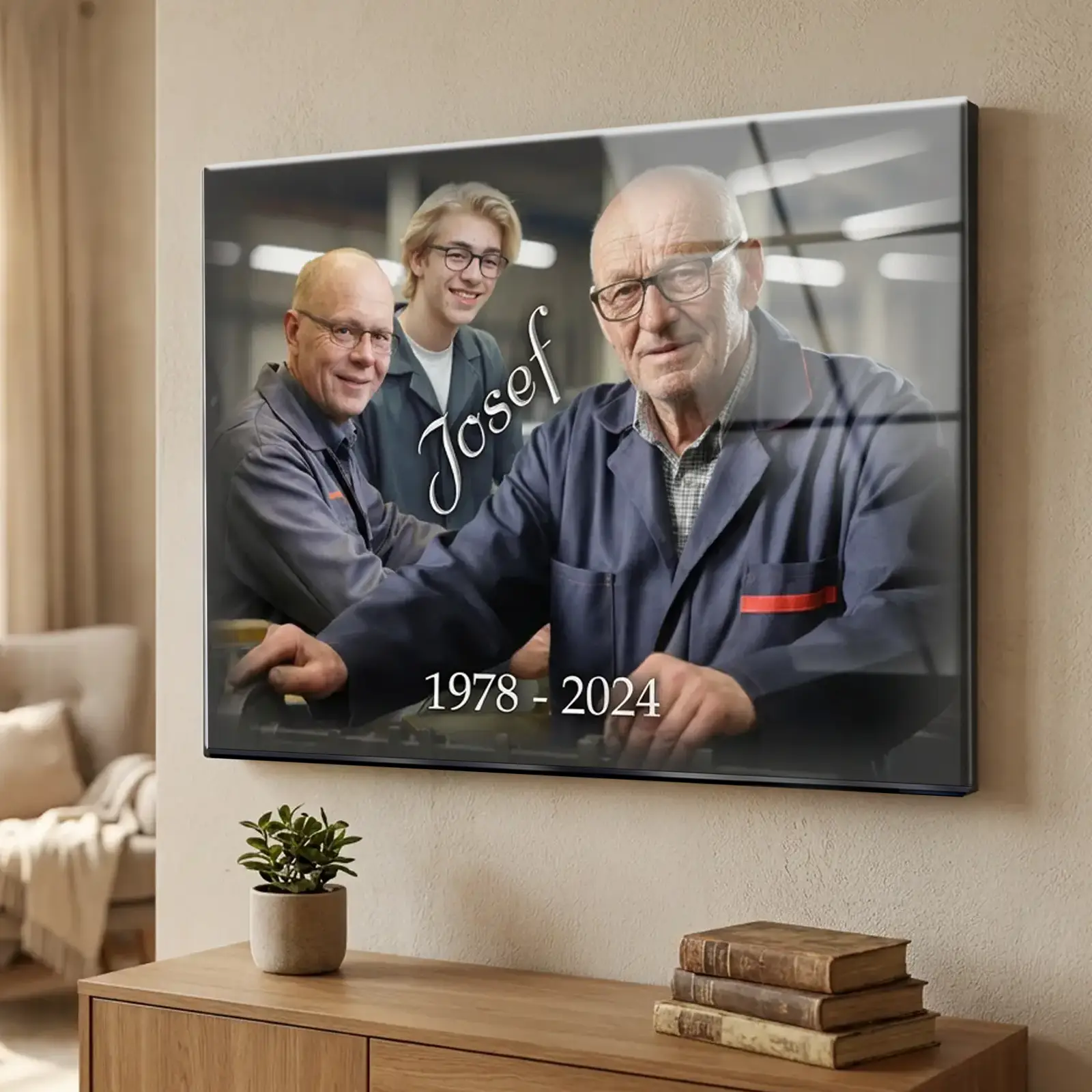 personalisiertes Acrylglasbild mit Foto und Name als hochwertiges Abschiedsgeschenk für Kollegen und Mitarbeiter