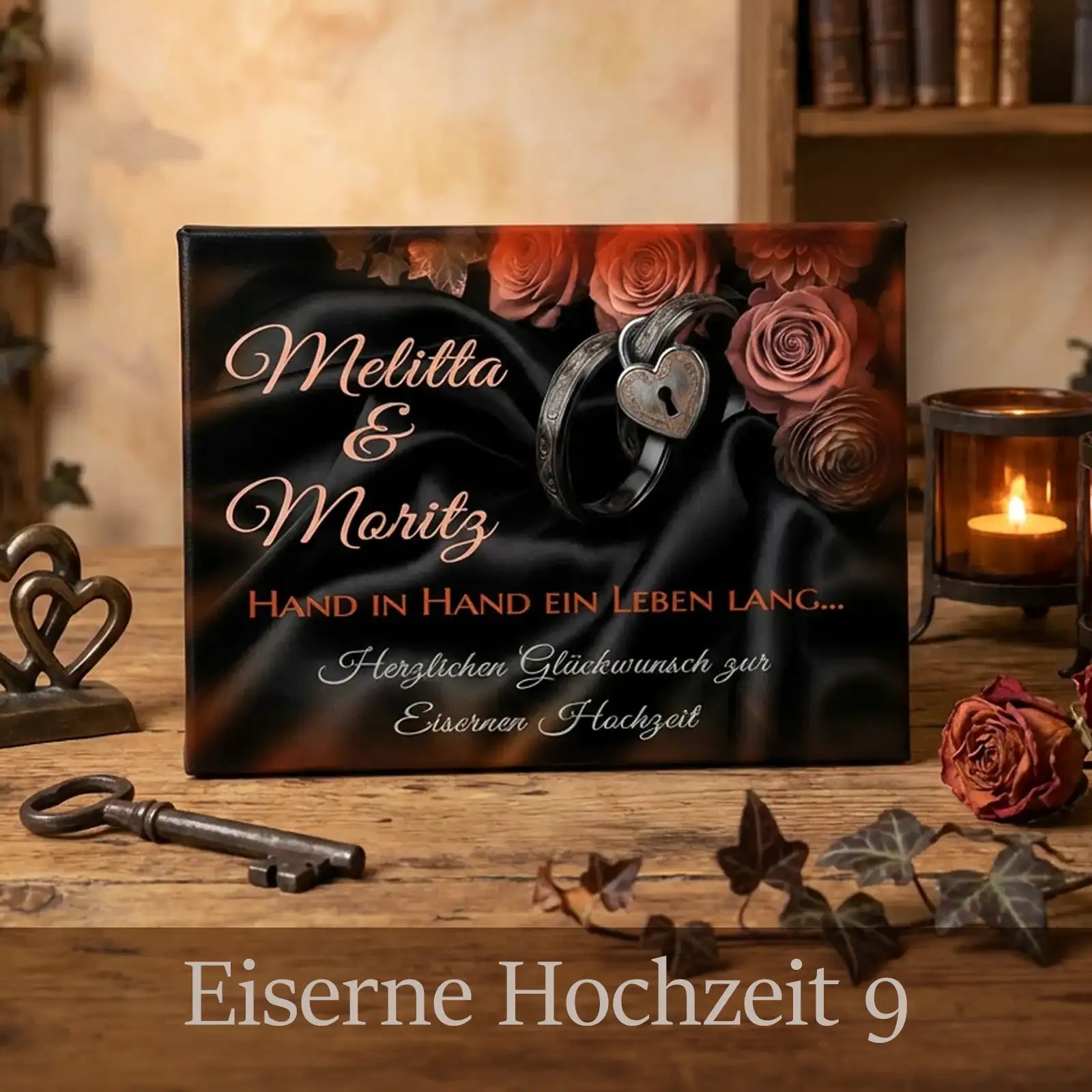 Geschenk zur Eisernen Hochzeit - Personalisierte Leinwand zum 65. Hochzeitstag- Motiv9