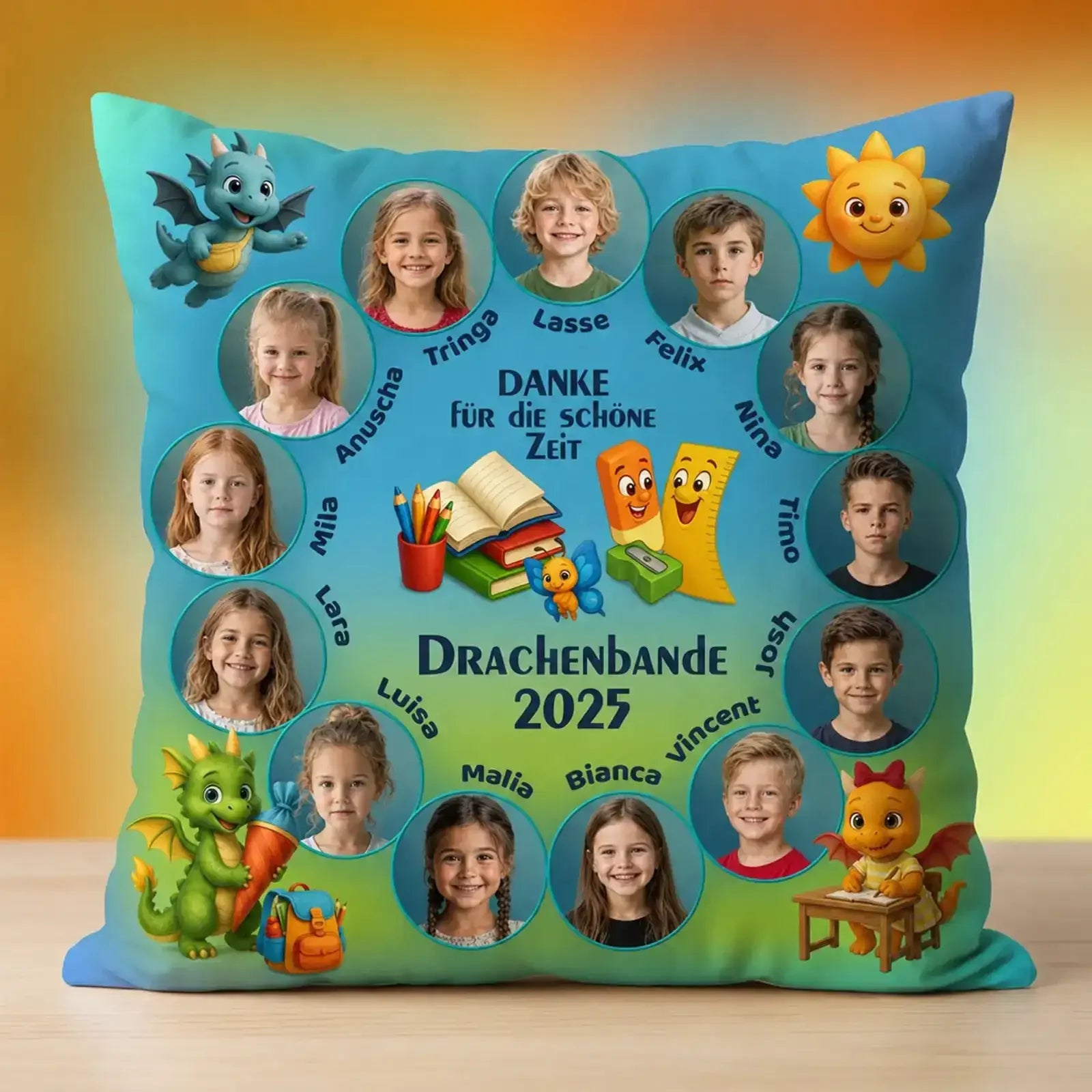 Geschenk für Erzieher und Erzieherinnen - Fotokissen mit Kinderfotos als Dankeschön zur Erinnerung an die Kindergartenzeit