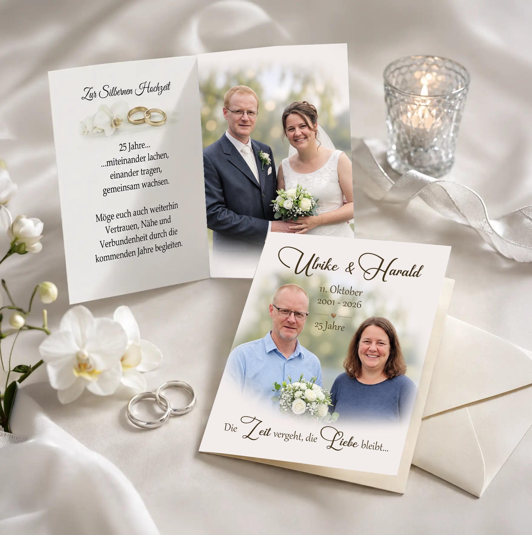 Geschenk zur Silbernen Hochzeit- Karte mit Foto zum 25. Hochzeitstag