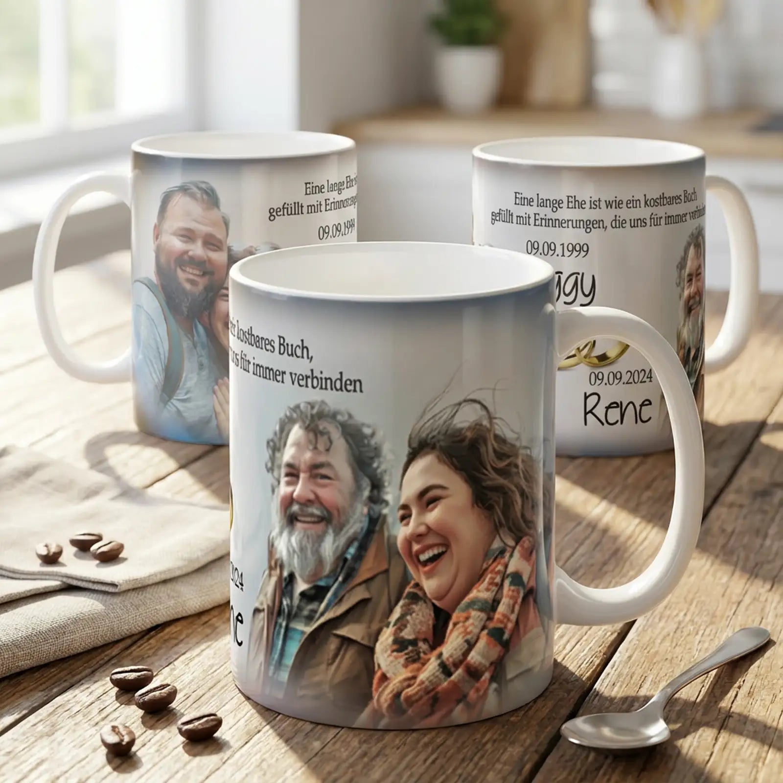 Geschenk zur Silbernen Hochzeit: Tasse mit Foto zum 25. Hochzeitstag, Peggy und Rene