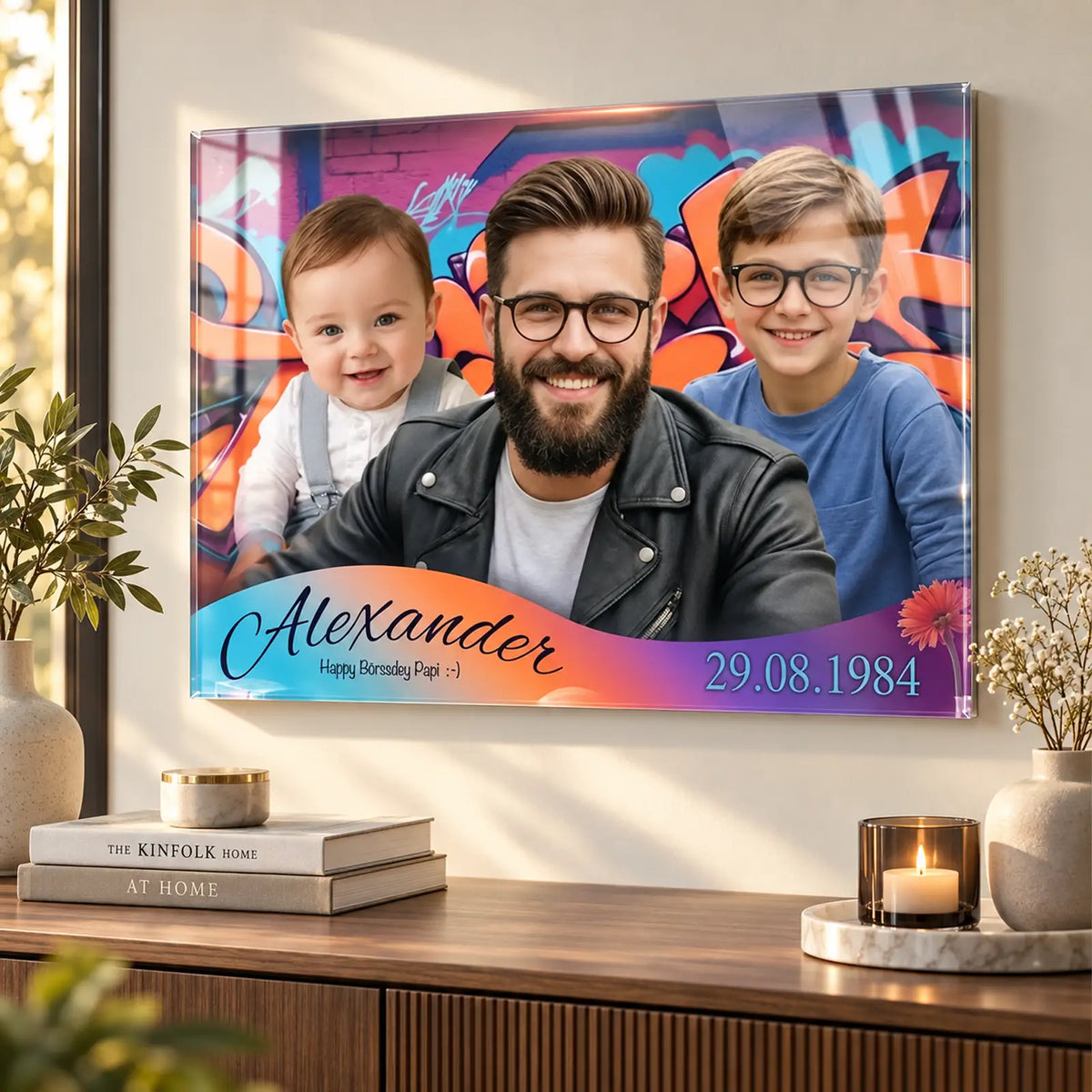 außergewöhnliches Geschenk zum Vatertag, personalisiertes Acrylglasbild mit Foto und Name