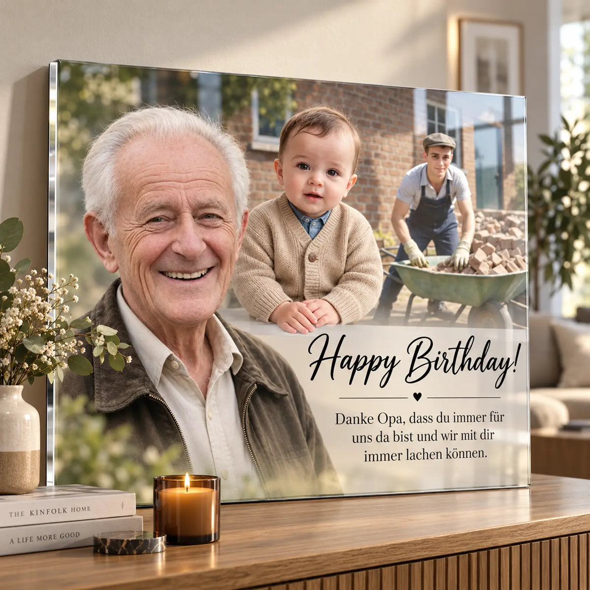 wertiges Geschenk auf Acrylglas, personalisiert mit Foto und Name zum Geburtstag