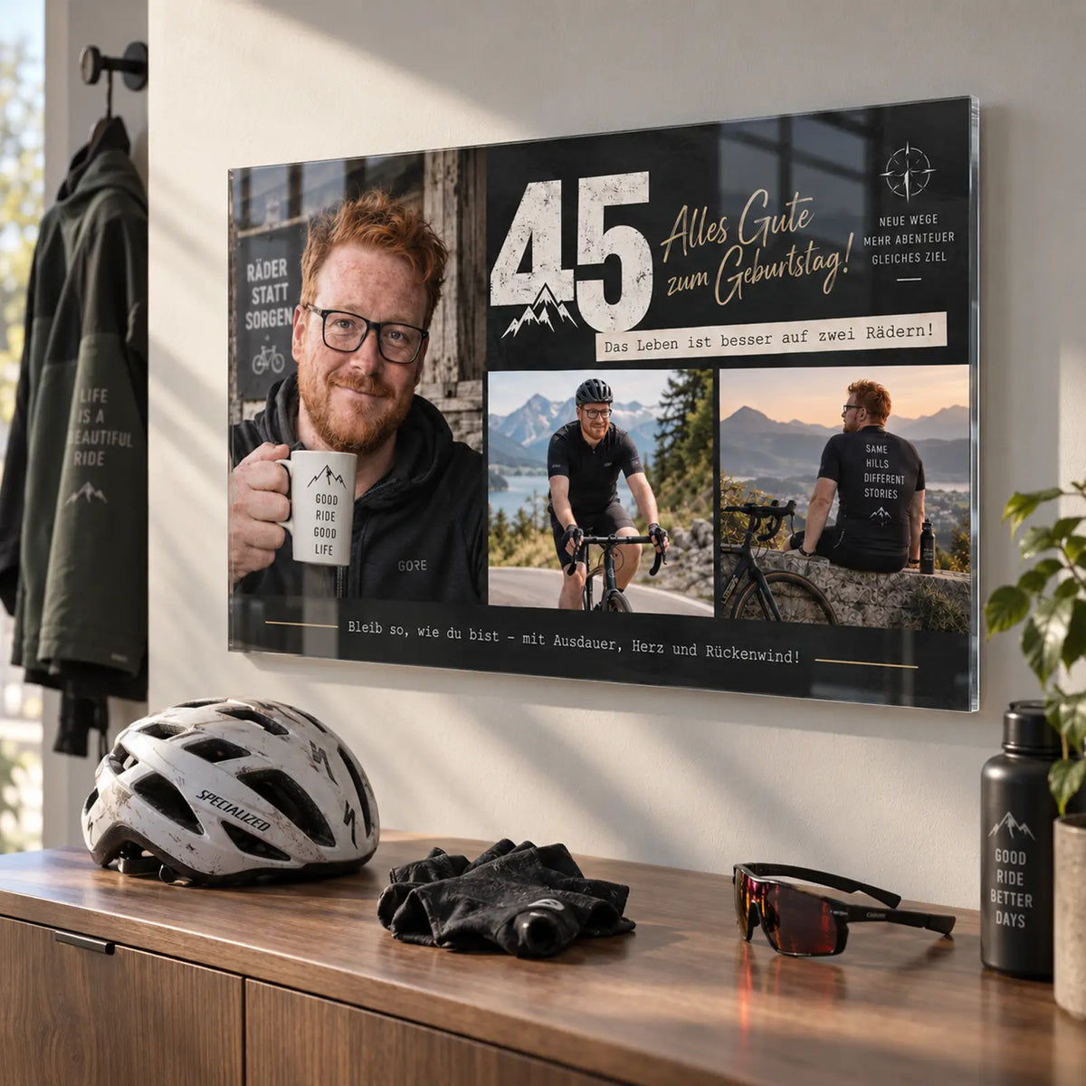 Premium Geburtstagsgeschenk für sehr anspruchsvolle. Themenspecial für Radsportler. Mit Erlebnisfoto, Text und Stil.