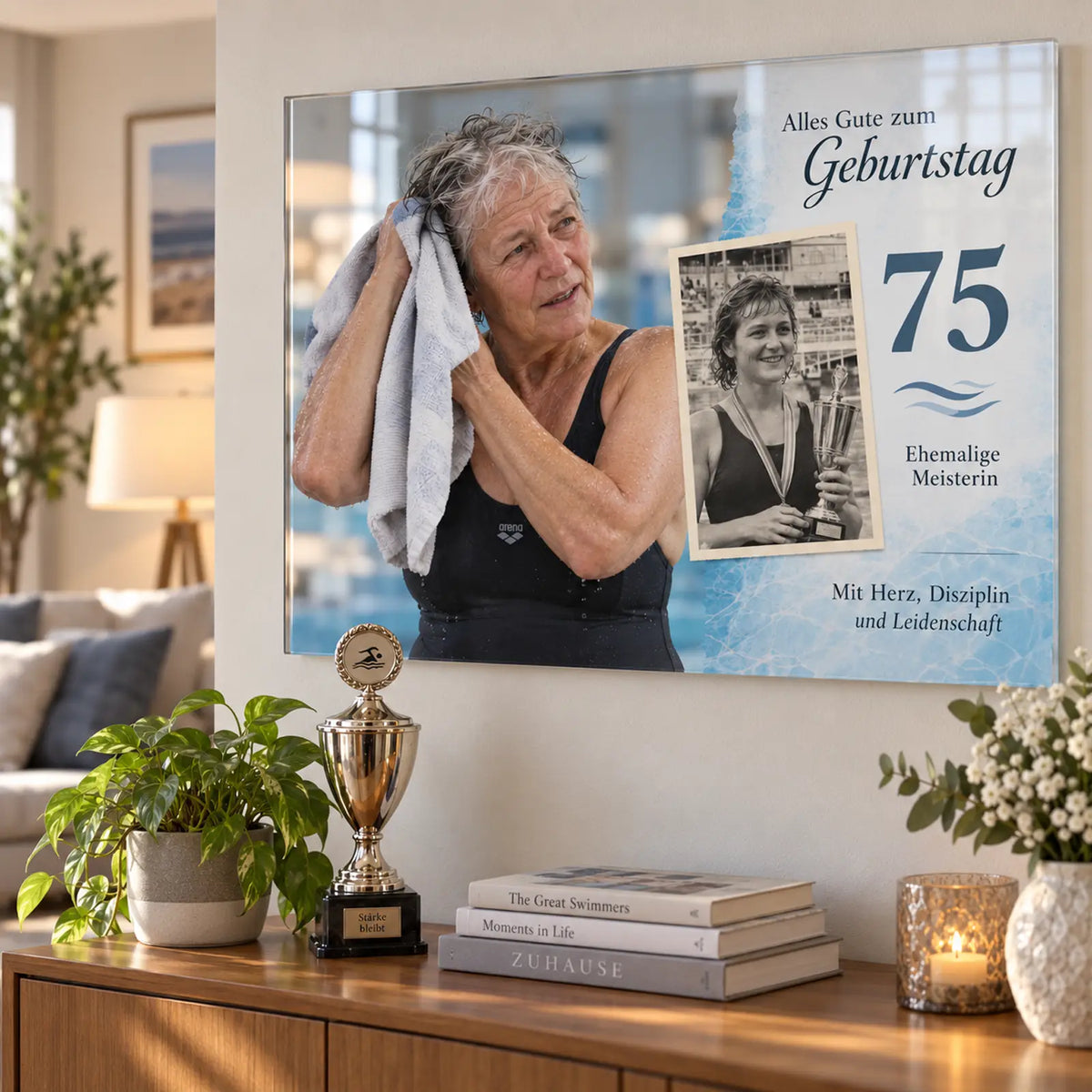 besonderes Geschenk zum 75. Geburtstag. Mit thematischem Bezug um Hobby der Jubilarin. 