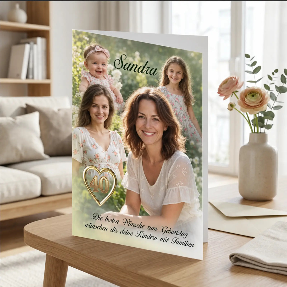besondere Klappkarte zum Geburtstag, hochwertig personalisiert mit Foto, Name und persönlichem Text