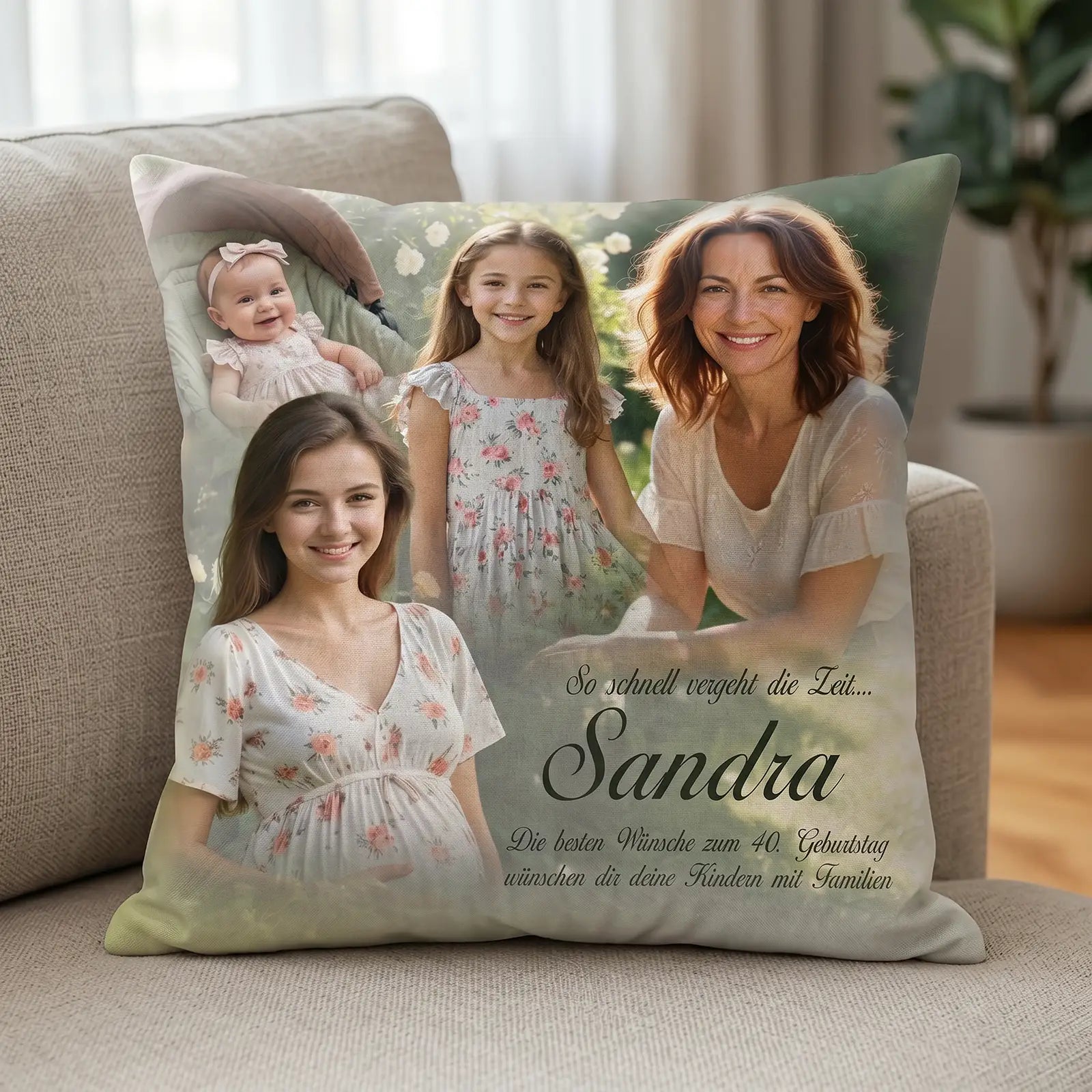 Originelles Geschenk mit Fotos für Sandra zum Geburtstag – einzigartiges Deko-Kissen für jeden Anlass.