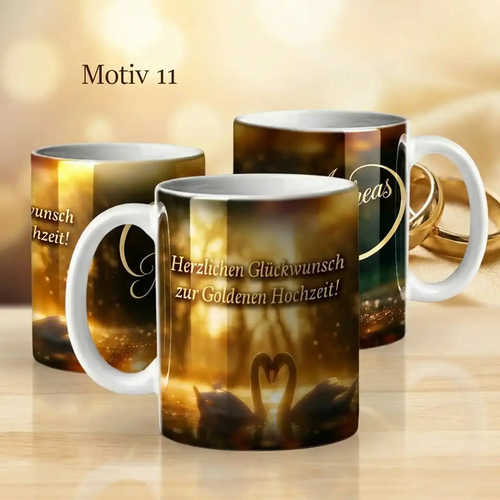 Individuell personalisierte Tasse zur Goldenen Hochzeit mit Namen und Datum als hochwertiges Geschenk zum 50. Hochzeitstag