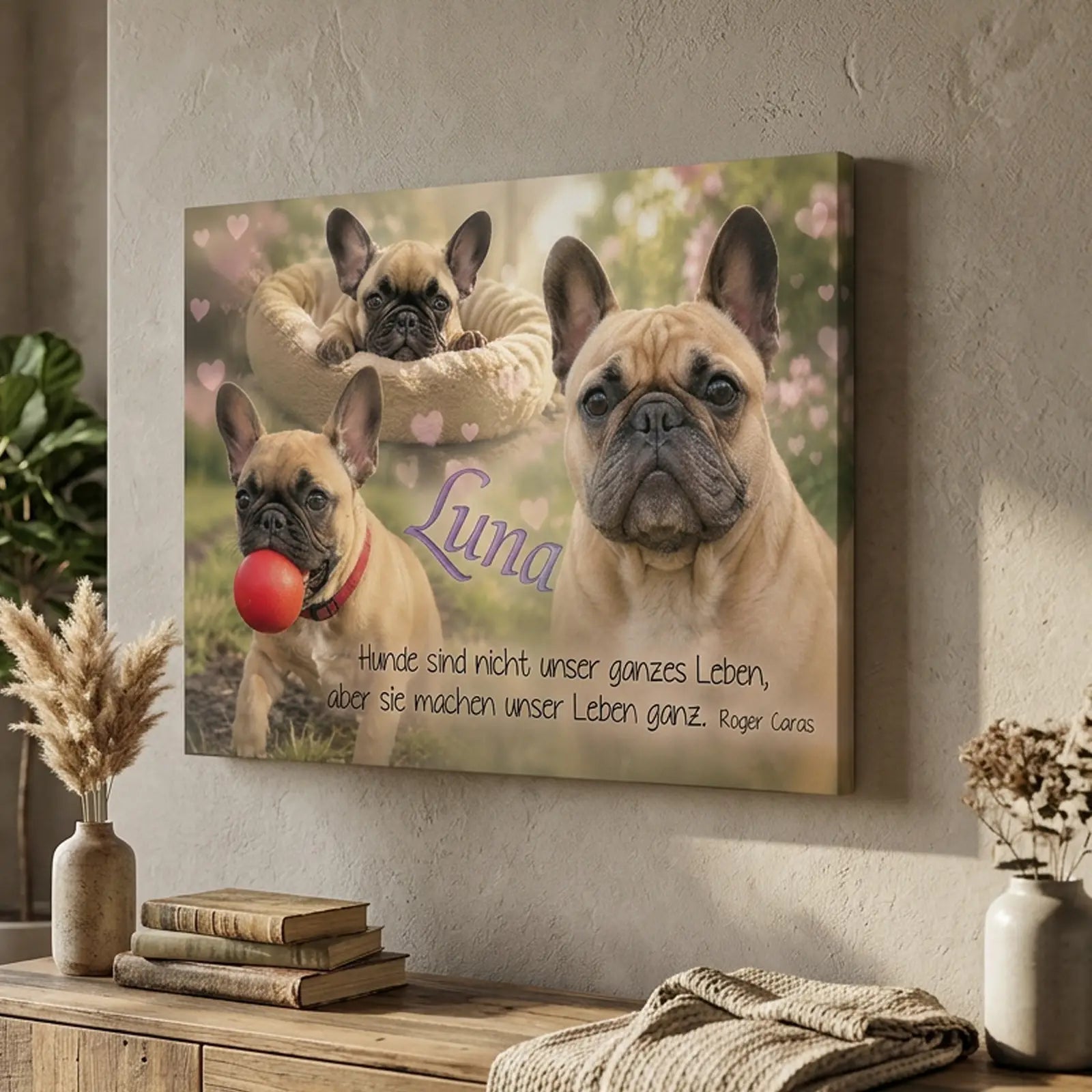 Individuelle Haustier Leinwand mit Foto und Wunschtext personalisiert