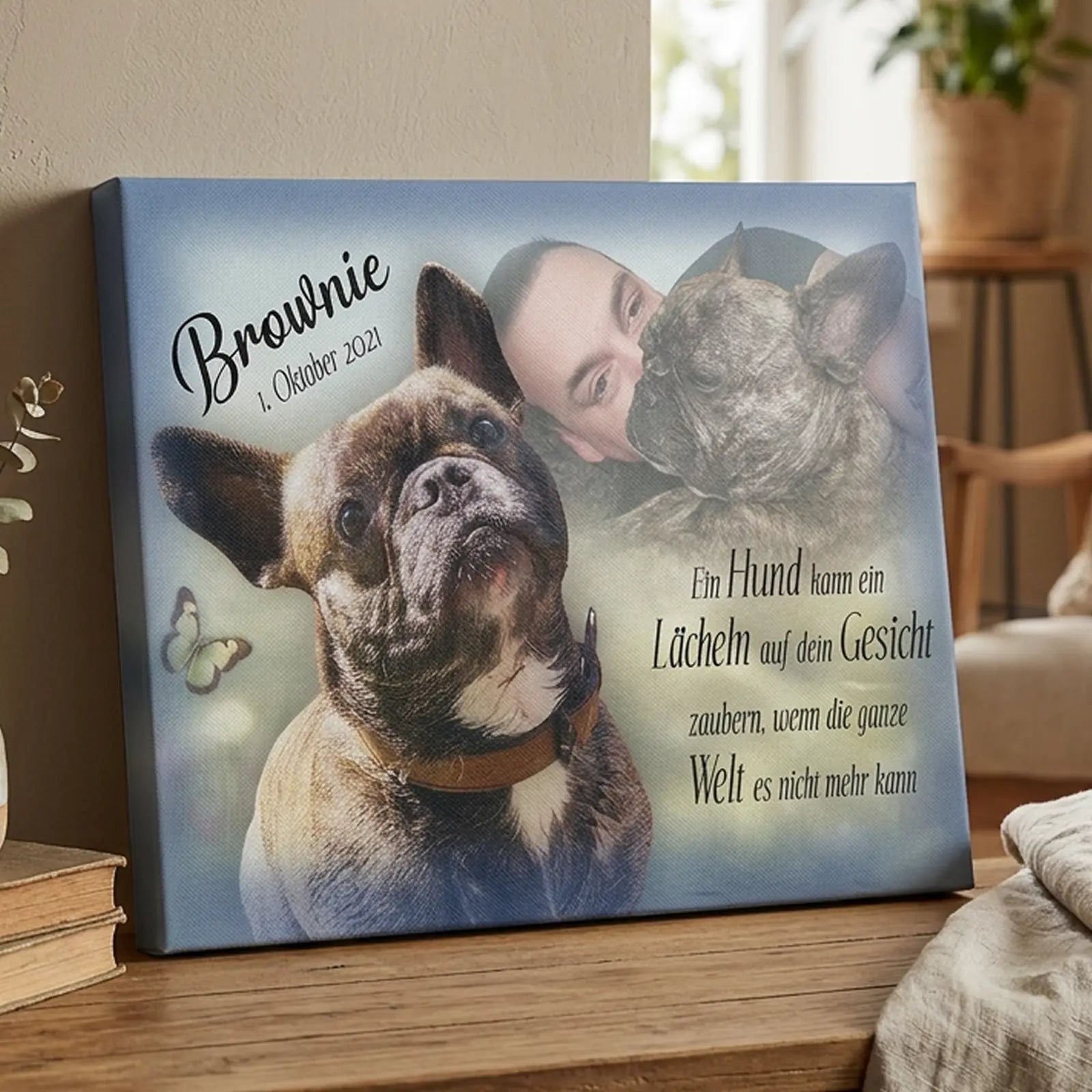 Fotoleinwand mit Haustier Motiv und persönlicher Gestaltung für Zuhause