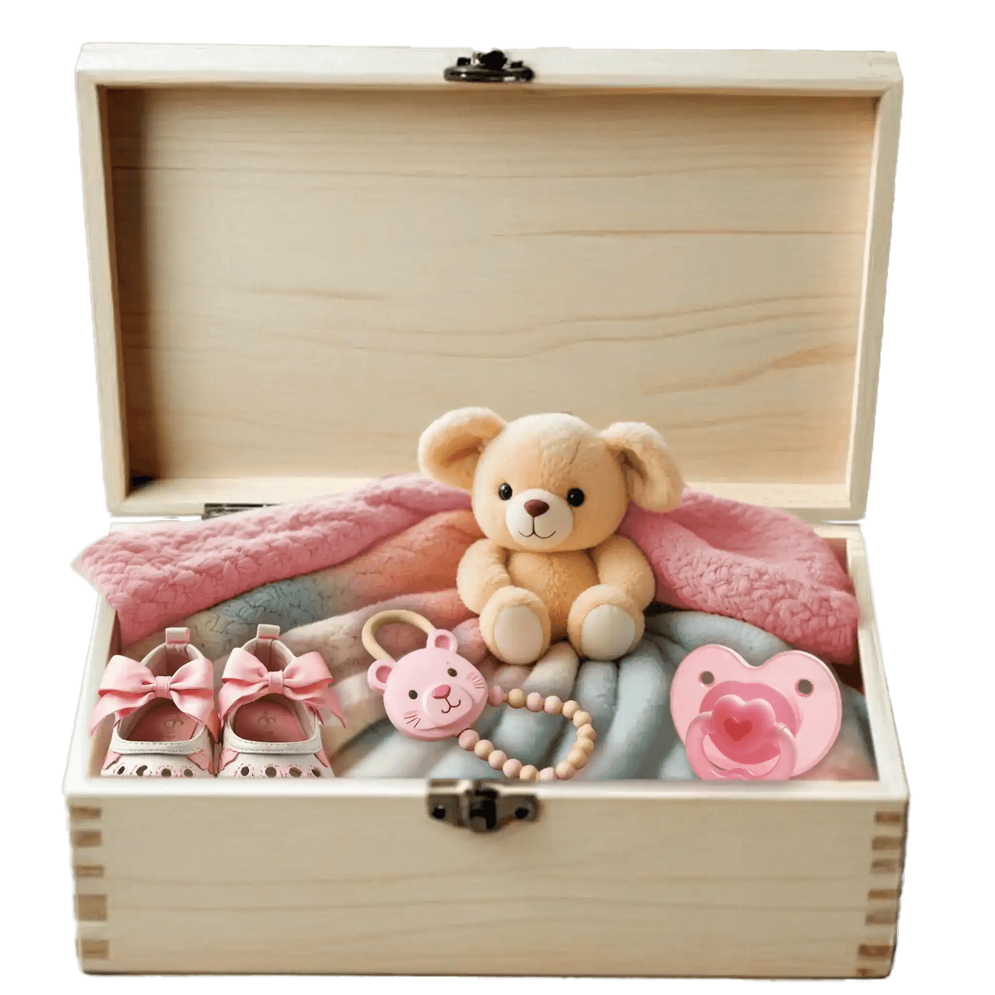 Mit Liebe kreierte Geschenkbox aus Holz mit Foto und Text - perfekt zu Geburt oder Taufe