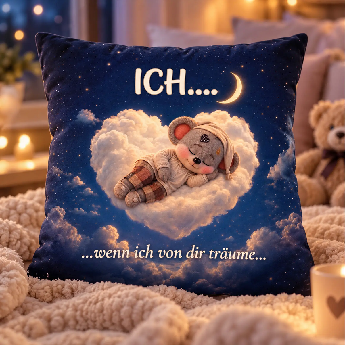Creddy Teddy Kissen als liebevolles Geschenk für den Partner – Ich wenn ich von dir träume