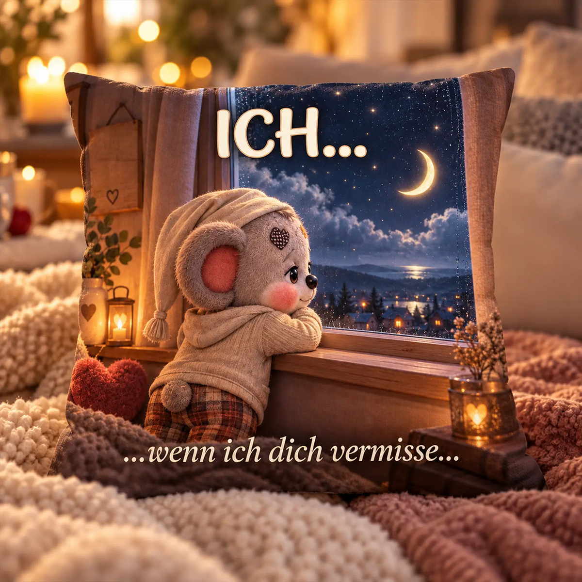 Creddy Teddy Kissen als gefühlvolles Geschenk für Verliebte – Ich wenn ich dich vermisse