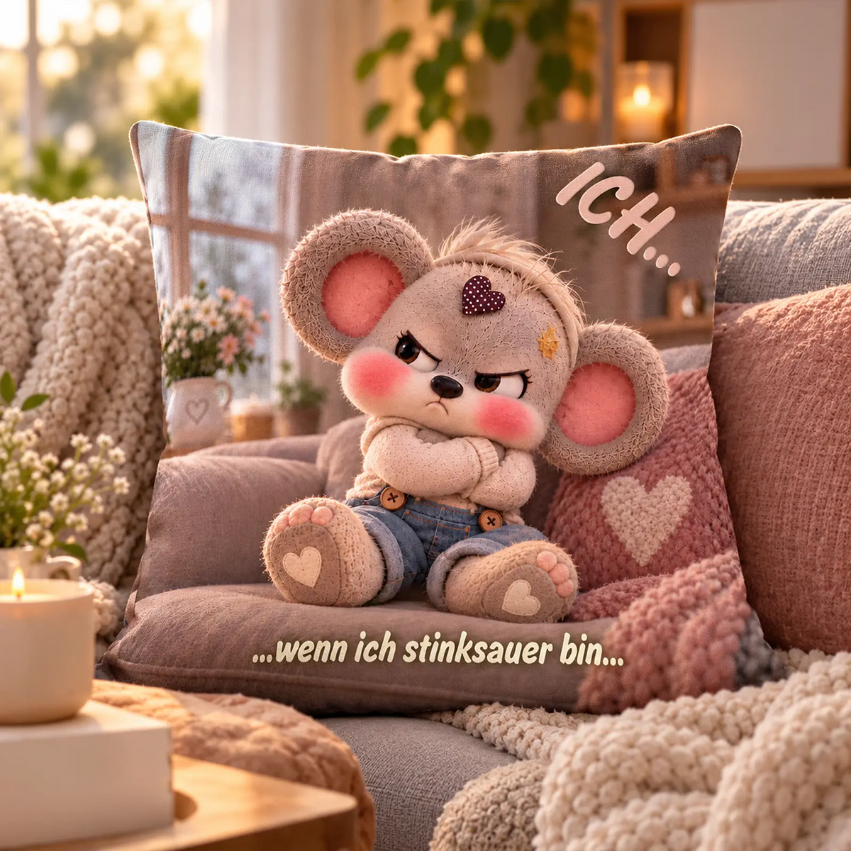 Creddy Teddy Kissen als humorvolles Geschenk zur Versöhnung – Ich wenn ich stinksauer bin
