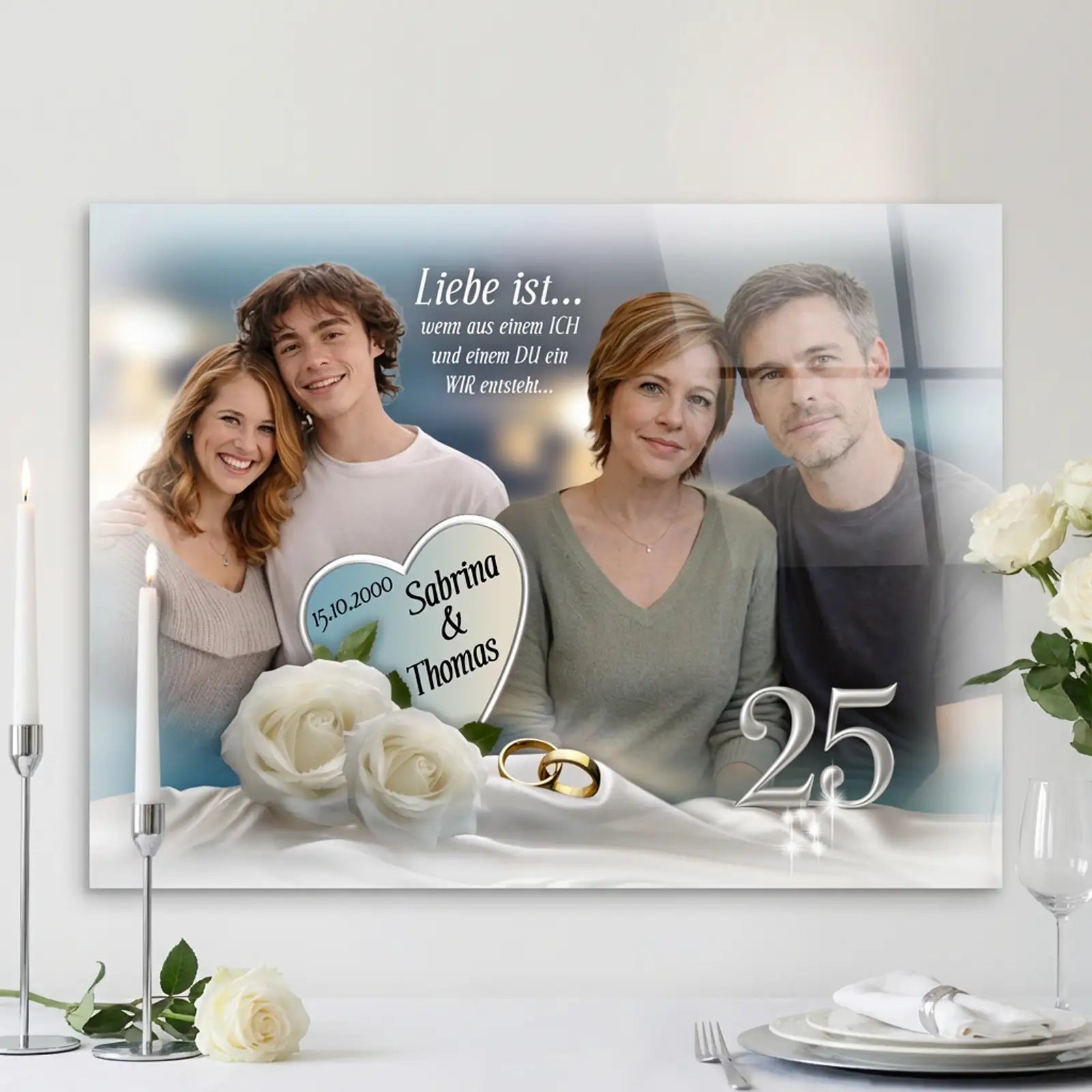 Acrylglas Silberhochzeit in verschiedenen Größen, ab 40 cm mit Dibond-Verstärkung