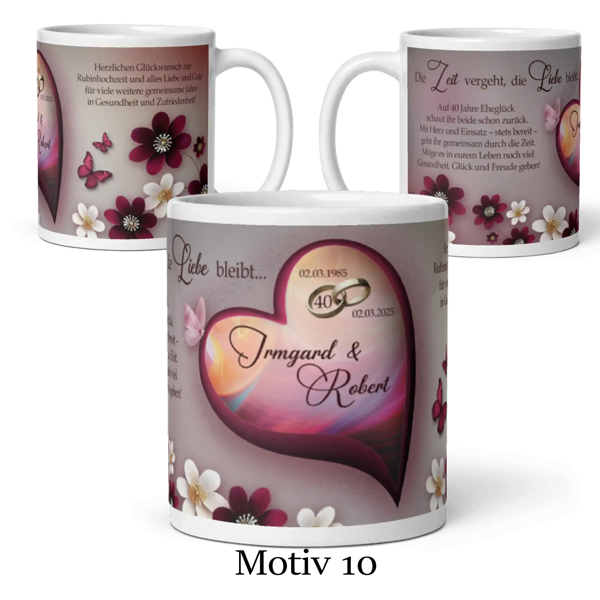 Hochwertige Motivtasse zur Rubinhochzeit als perfektes Geschenk zum 40. Hochzeitstag