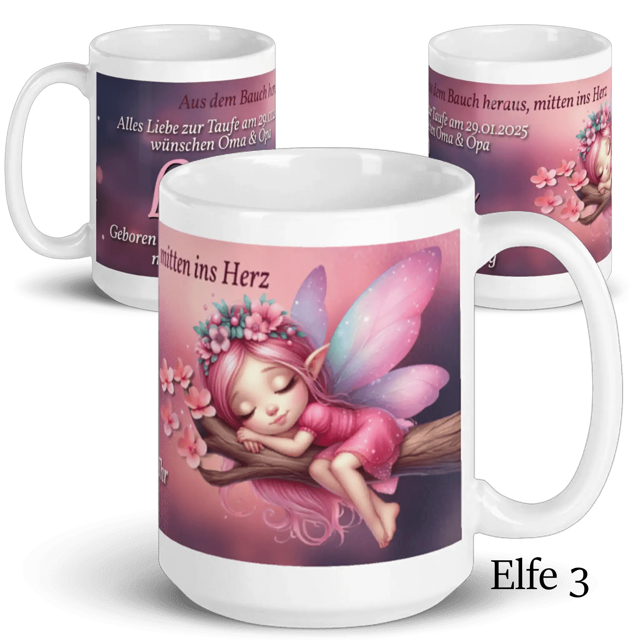 Individuell bedruckte Tasse zur Geburt als besonderes Geschenk