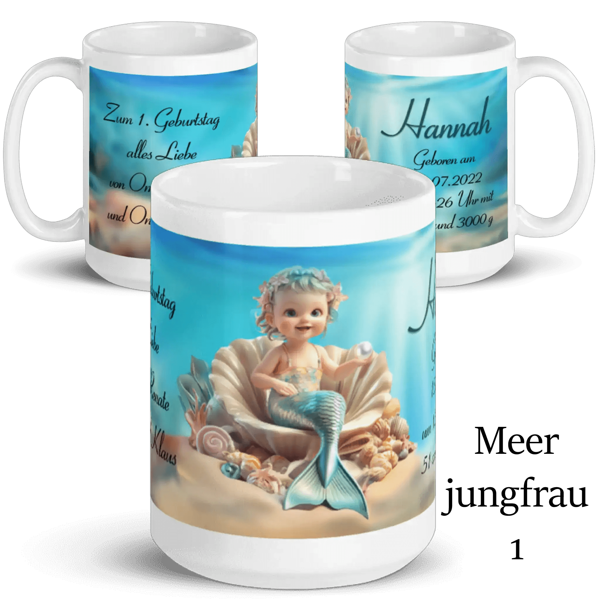 Zeitlose Tasse zur Geburt mit feinen Details