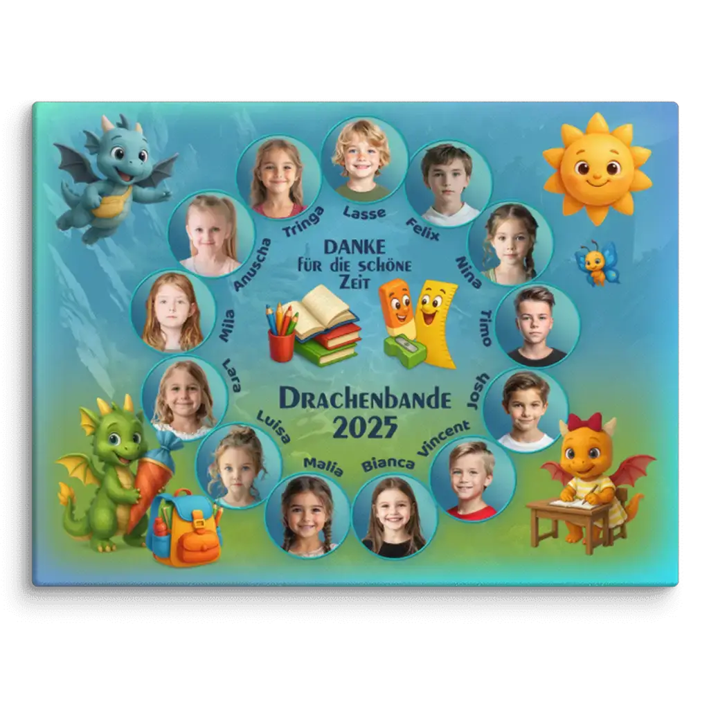 Leinwand rechteckig 30x40 cm für Kindergartenabschluss, individuell gestaltet