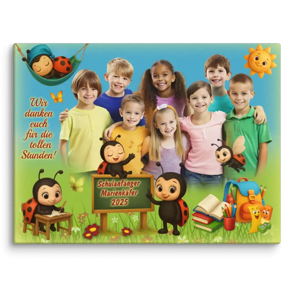 Foto-Leinwand als Erinnerung zum Kindergartenabschied, rechteckiges Format