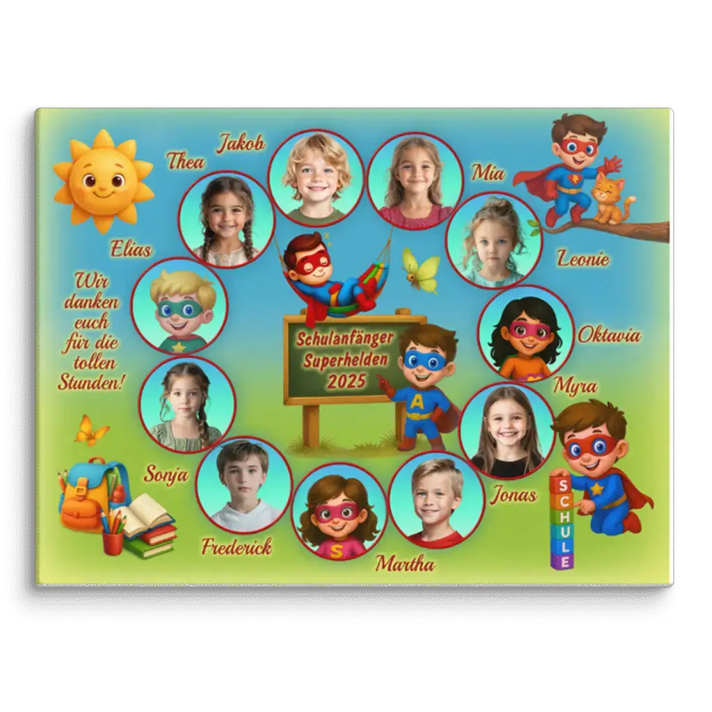 personalisierte Leinwand Kindergarten mit Foto und Dankeschön-Text