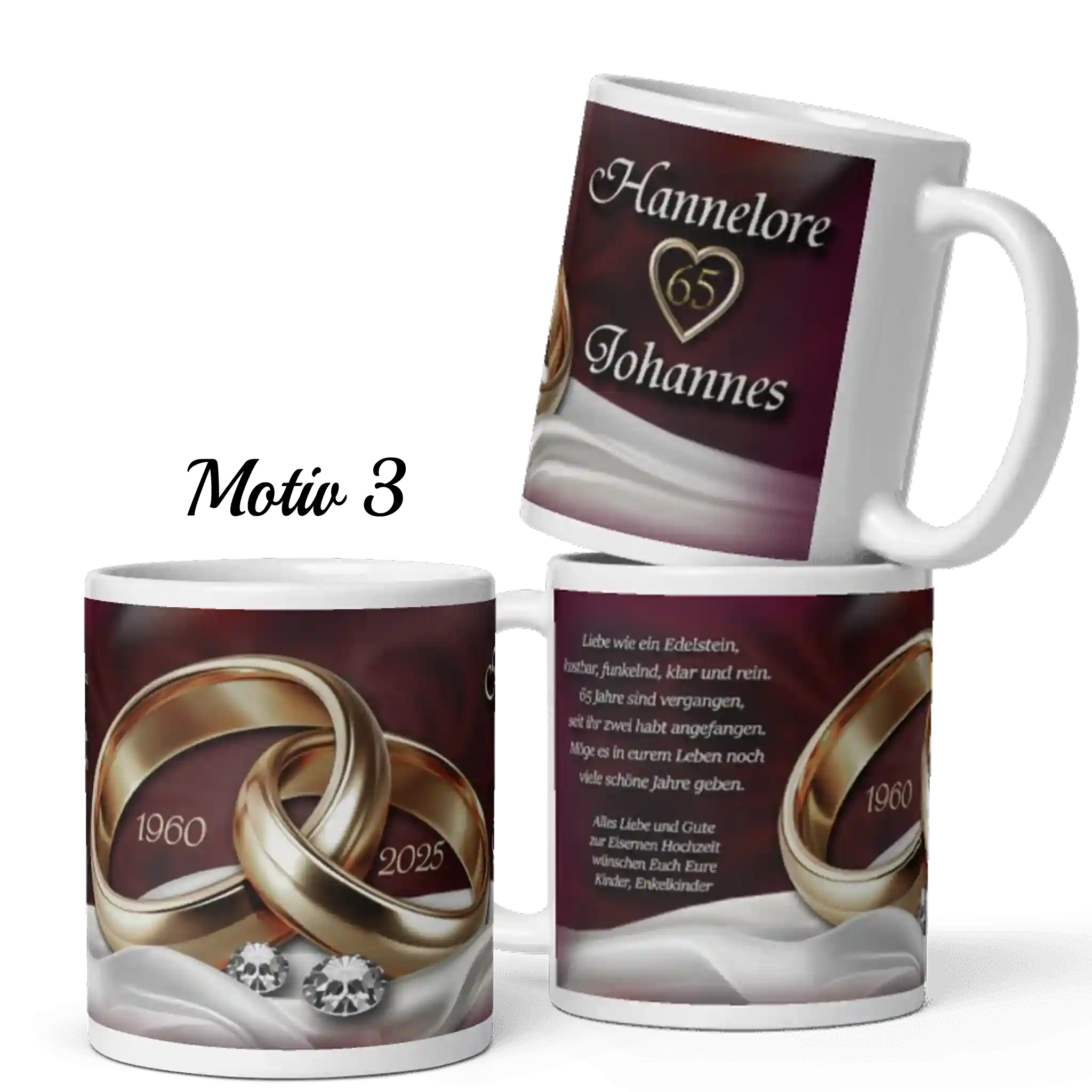 Geschenkidee zur eisernen Hochzeit – Tasse mit Herz-Design
