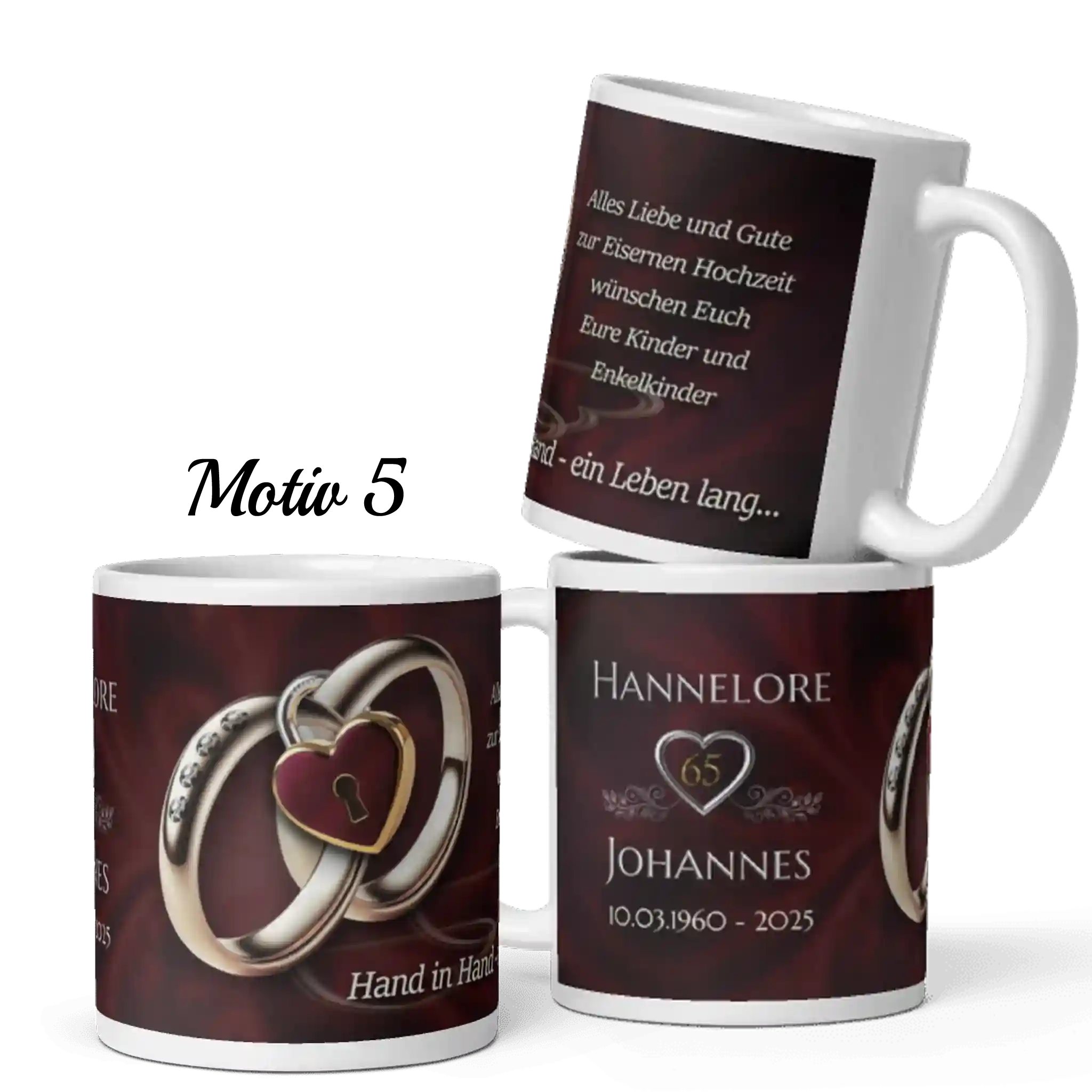 Hochwertige Tasse zur eisernen Hochzeit für Ehepaare

