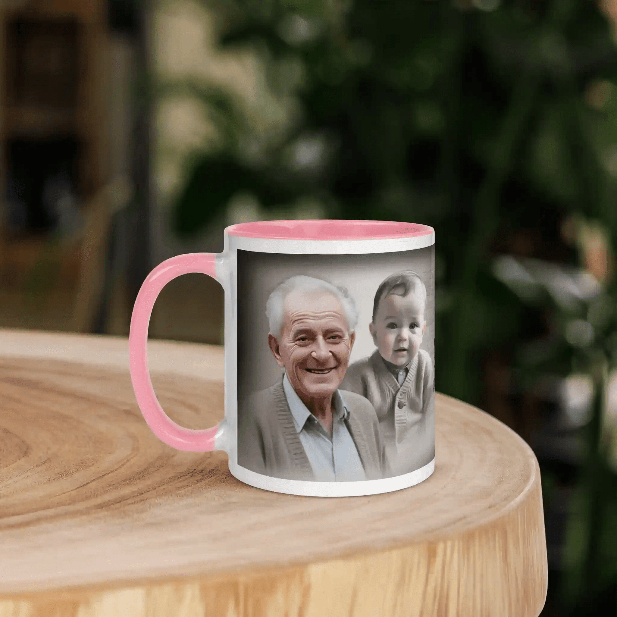 Bunte Tasse zum Geburtstag, mit individuellem Druck und farbigem Rand