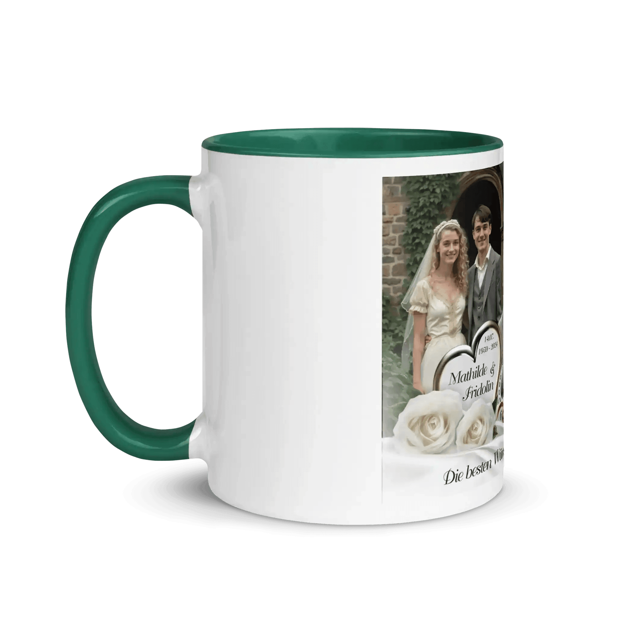 Keramiktasse für Hochzeitstag, mit Bild und liebevollem Jubiläumsspruch