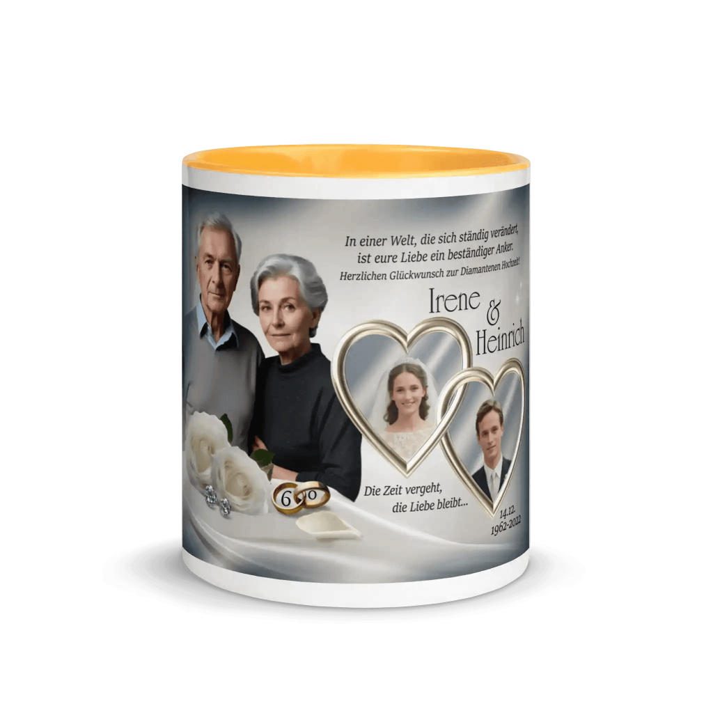 Keramiktasse zur Silberhochzeit mit Namen und Jubiläumsdatum