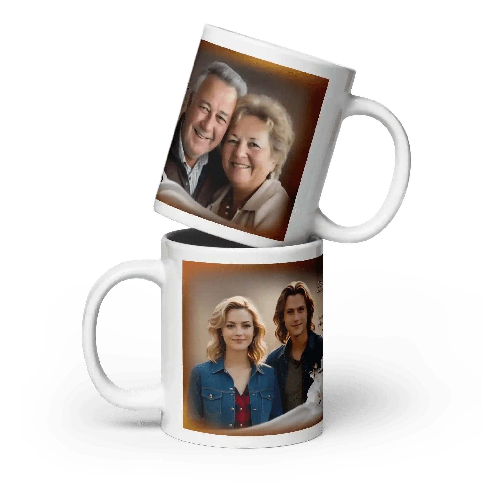 Personalisiertes Hochzeitsgeschenk: Keramiktasse mit Foto und Herz-Design