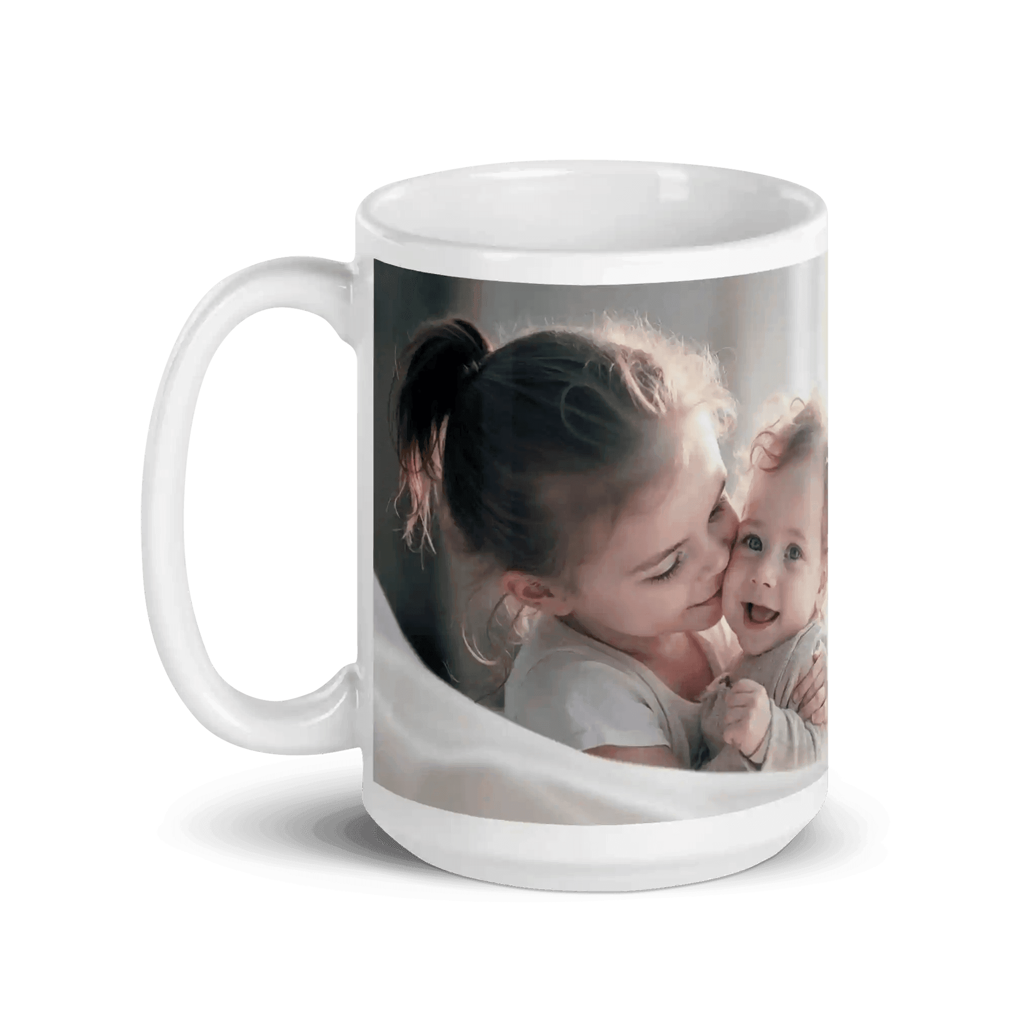 Kaffeetasse mit emotionalem Spruch und Kinderfotos als Geschenkidee